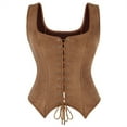 thumbnail image 1 of Women's Sleeveless Western Corset Tops, Lace-Up Renaissance Overbust Bustier Bodice Brown M, 1 of 8