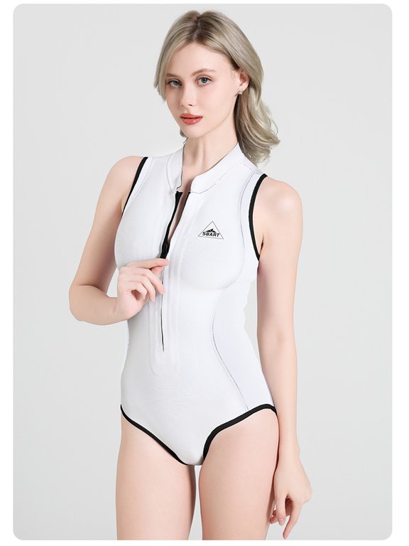 Women's Sleeveless Wet Suit, 2mm Slimming One-Piece Diving Suit, Freediving and Surfing Swimsuit