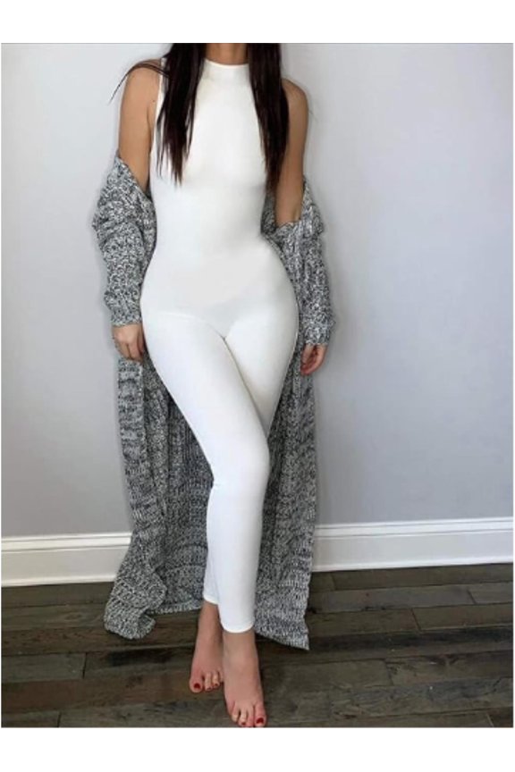 Women's Sleeveless Workout Jumpsuit, High Waist One Piece Bodysuit for Fitness, Yoga and Activewear