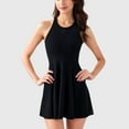 thumbnail image 1 of Women's Sleeveless Woven Tennis Dress with Fitted Bodice and Flared Skirt Hem - Large, Black, 1 of 7