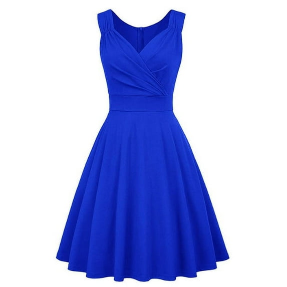 Women's Sleeveless Wrap V-Neck A-line Bridesmaid Cocktail Party Dress