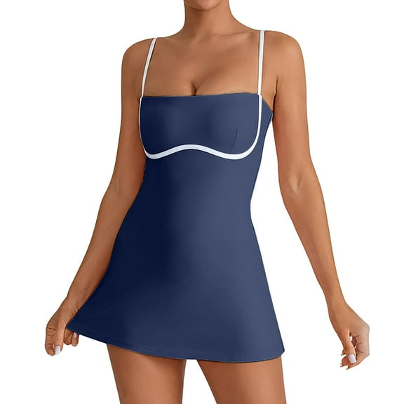 Women's Sleeveless Yoga Dress with Built-in Bra - Fitness/Casual, Polyester, S-L