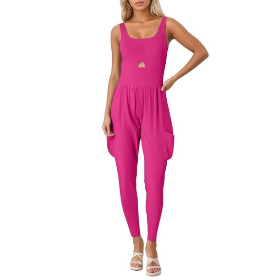 Women's Sleeveless Yoga Jumpsuit - Breathable Mesh Design for Workouts & Outdoor Activities