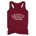 thumbnail image 1 of Women's Sleeveless Yoga Workout Tank Tops Funny Sayings Loose Fit Running Exercise T-Shirt, 1 of 5