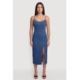 thumbnail image 1 of Women's Sleeveless Zip Back Denim Dress with Side Slit, 1 of 3
