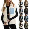 thumbnail image 1 of Women's Sleeveless Zip Up Coat Jacket Outerwear with Pockets Warm Fall Winter Thickened Thermal Puffer Vest Gilet for Cold Weather | CSEONE,Black L, 1 of 9