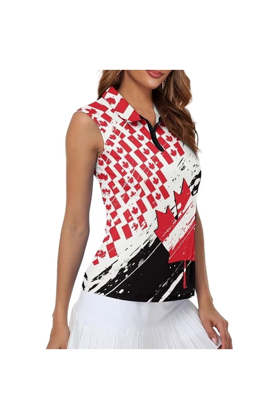 Women's Sleeveless Zip Up Top for Casual Everyday Wear Modern Slide Pullover Style for Regular Fits Red S