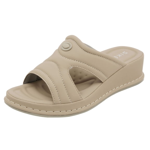 Women’s Slide Sandal Open Toe Arch Support Summer Beach Breathable Slip On Shoes Indoor Outdoor Slides for Shopping Khaki Women Sandal