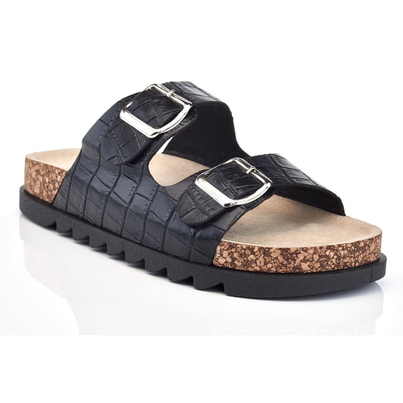 Women's Slide Sandals Comfort Footbed Flat Sandal Open Toe Sandal for Women Slip On with Comfortable Arch Support