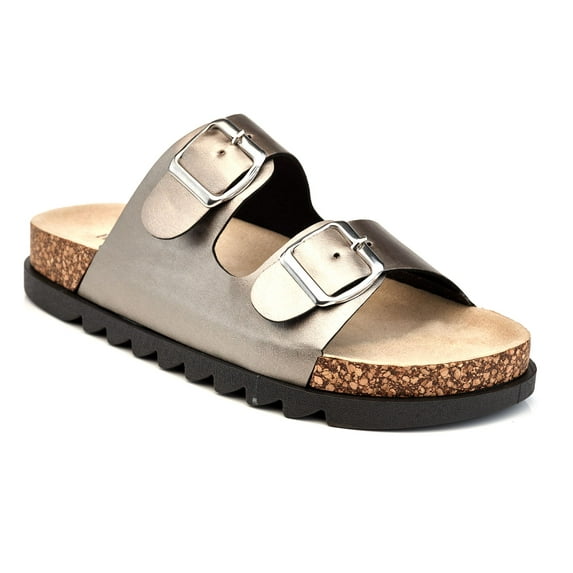 Women's Slide Sandals Comfort Footbed Flat Sandal Open Toe Sandal for Women Slip On with Comfortable Arch Support