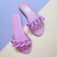 thumbnail image 1 of Women's Slide Sandals- New Style Casual Beach Roman Open Toe Summer Flat Slide Sandals #164 Purple-11, 1 of 6