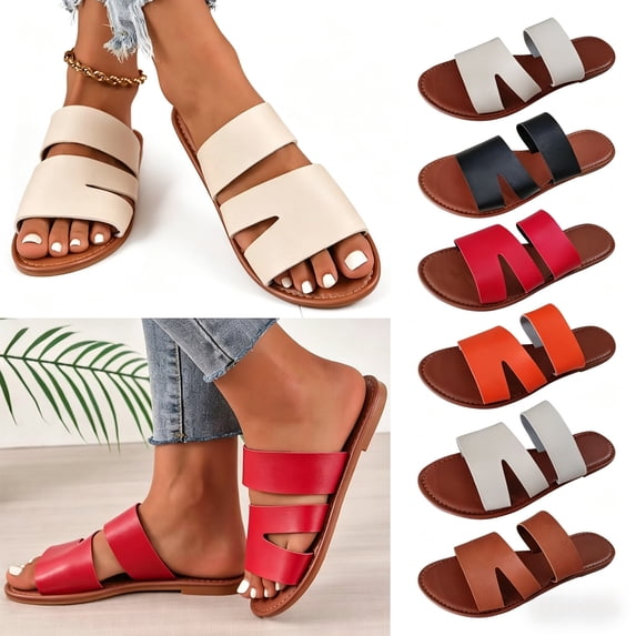 Women's Slide Sandals, Open Toe Slippers Slip On Summer Outdoor Beach Walking Shoes, Comfortable Non-Slip Casual Beach Slippers for Women