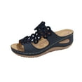 thumbnail image 1 of Women's Slide Sandals,Women Arch Support Slides Orthotic Walking Sandals Orthopedic Comfortable Casual Hollow Mesh Flowers Straps Slip-On Low Wedge Beach Breathable Sandal, 1 of 9