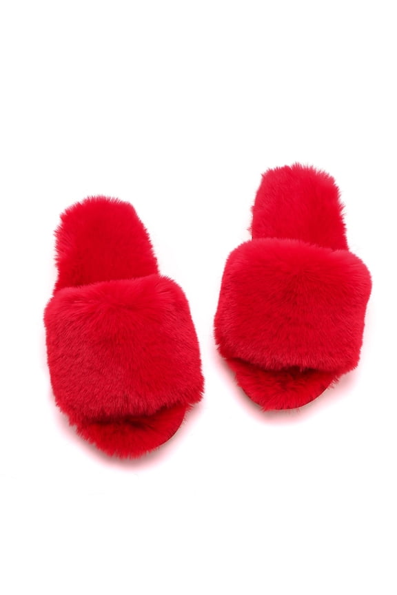Women's Slide Slippers - Soft Plush-Lined Open-Toe Design for Indoor & Outdoor Comfort