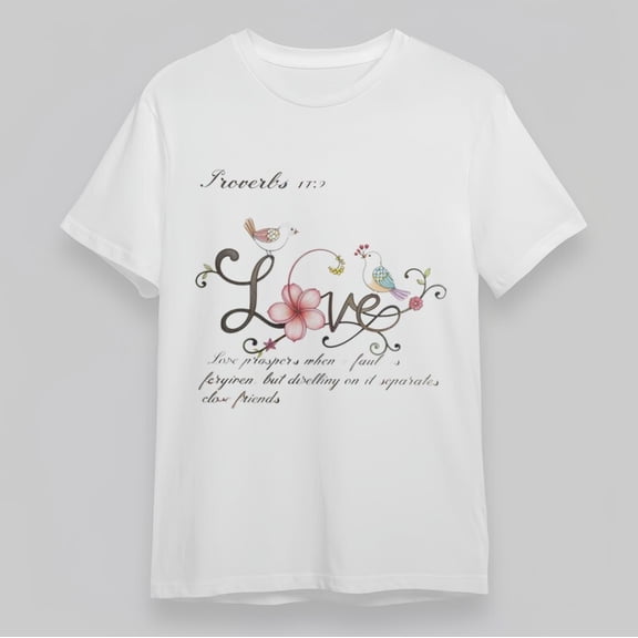 Women's Slight Stretch Classic T-Shirt Proverbs Floral Love Quote Oversize Tee