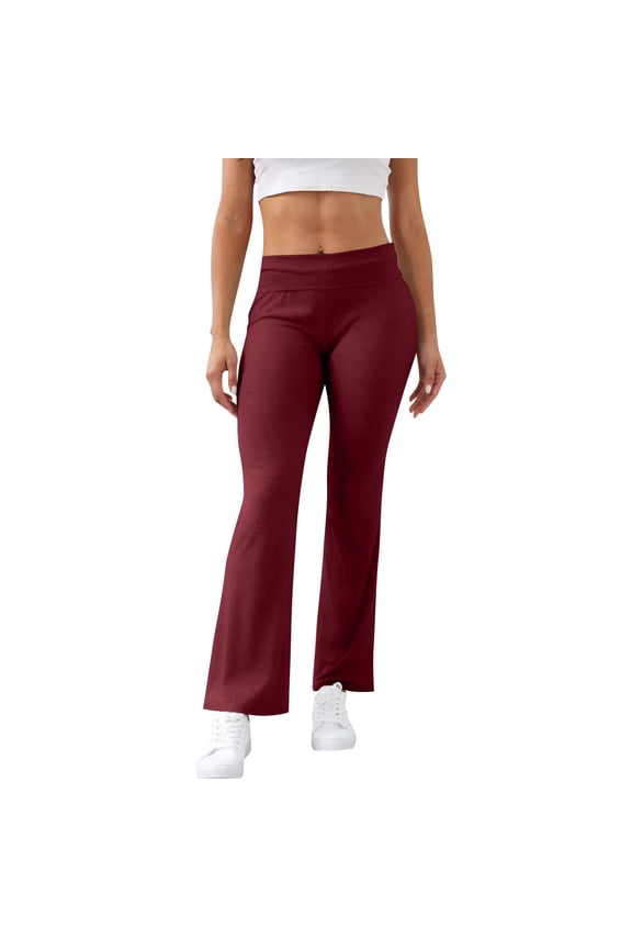 Women's Slightly Flared Leggings Bottoms Low Waist Gym Workout Leggings Stretch Casual Wide Leg Yoga Pants