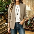 thumbnail image 1 of Women's Slim Blazer Solid Collar Open Front Single Button Side Pockets Lightweight Daily Business Casual Jacket, Athletic Jacket Coffee L, 1 of 6