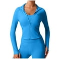 thumbnail image 1 of Women's Athletic Quick-Dry Crop Jacket Slim Fit Zip Front with Thumb Holes Gym Running Performance Tech Wear Lightweight Layer, 1 of 8