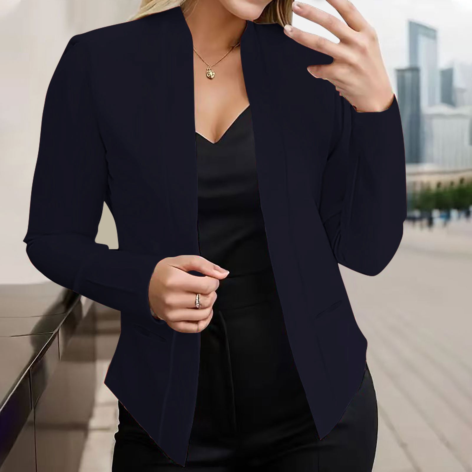 Women's Slim Fit Blazer Casual Long Sleeve Lapel Button Slim Work ...
