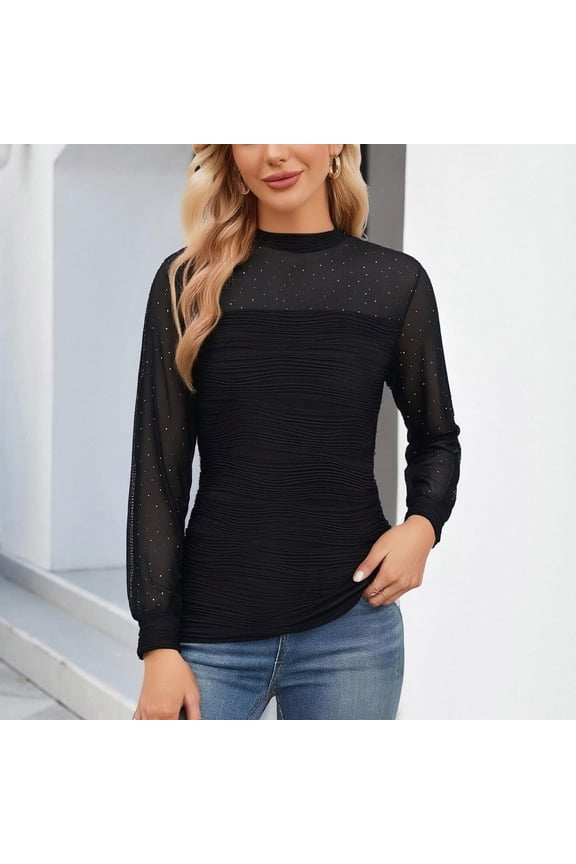 Women's Slim Fit Crew Neck Long-Sleeve Layering Top - Soft Stretchy UV Protection & Under-Dress Wear