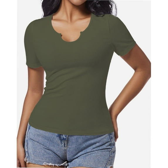 Women's Slim Fit Crew Neck T-Shirt Summer Short Sleeve Casual Tee