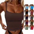 thumbnail image 1 of Women's Slim Fit Crop Camisole Built In Bra Sleeveless Tank Top Stretchy Summer Fashion Tops for Ladies Tops for Women plus Size Apparel T Shirt Sleeveless Undershirts Women Big Crop Top Bar Tops, 1 of 7