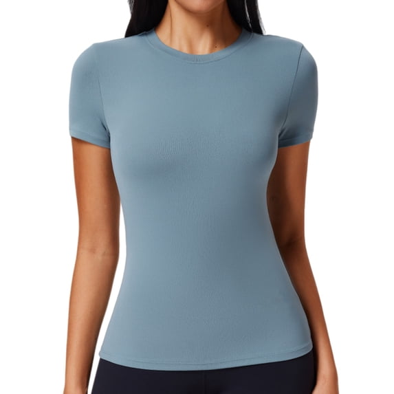Women’s Slim-Fit Dry-Fit Athletic Short Sleeve Workout Top for Training & Yoga