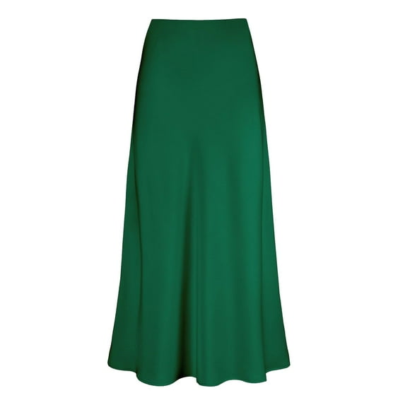 Youmylove Women's Slim Fit Knee Length Skirt Solid Color Satin Skirt Zipper Elegant Skirt Bodycon Midi Pencil Skirt