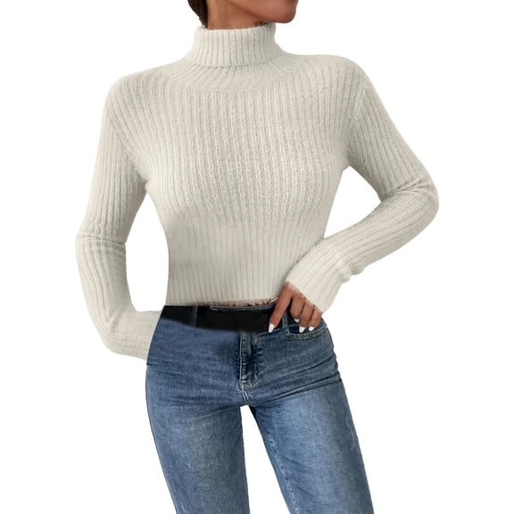 Women's Slim Fit Knitted Pullover Sweater High Neck Long Sleeve Base Layer Soft Warm Winter Turtleneck Top