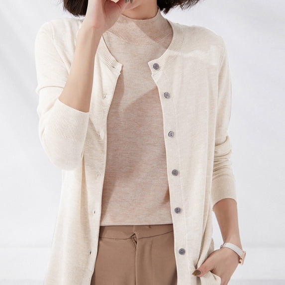 Women's Slim Fit Lightweight Cardigan Sweater | Long Sleeve Open Front Round Neck Knit Jacket Womens Fall Cardigan Sweaters Womens Loose Cardigan Fall Sweaters for Women plus Size Drape Front Cardigan