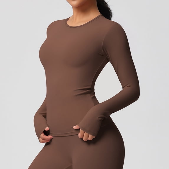 Women's Slim Fit Long-Sleeve Active Set - Stretchy Moisture-Wicking Yoga & Gym Wear