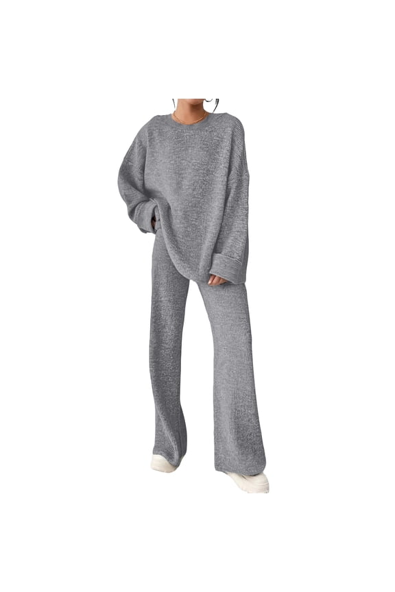 Women's Slim Fit Loose Comfort Solid Color Knitwear Set