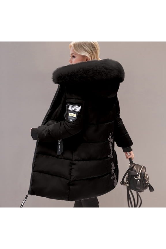 Women's Slim Fit Mid Length Padded Jacket Winter Coat Plus Size Down Alternative Women Jackets And Coats Long Jackets Women Women Anorak South Pole Womens Coat Threads Women Womens Jacket plus Size