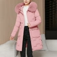 thumbnail image 1 of Women's Slim Fit Mid-Length Puffer Coat, Waist Defining Quilted Jacket, Faux Fur Trim Hooded Parka, Winter Fashion Coat, Cold Weather Outerwear, Tapered Waist Parka Pink L, 1 of 5