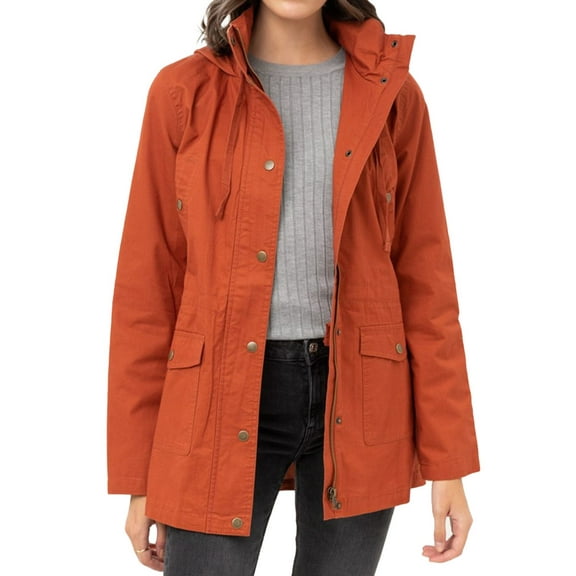 Women's Slim Fit Military Anorak Safari Utility Hoodie Jacket. Stylish hooded utility anorok jacket is trendy and comfortable.