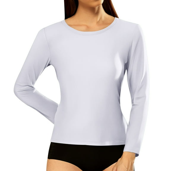 Women's T-Shirts Fashion Casual Ribbed Long Sleeve Round Neck Slim Fit Top for Everyday Wear and Activities