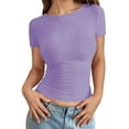 thumbnail image 1 of Women's Slim Fit Round Neck Short Sleeve T-Shirt Casual Comfortable Breathable Soft Everyday Top for Women, 1 of 5