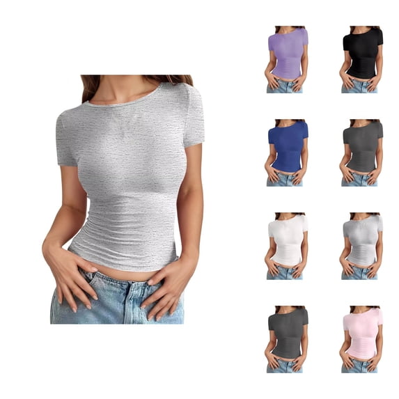 Women's Slim Fit Round Neck Short Sleeve T Shirt Casual Comfortable Breathable Soft Top For Everyday Wear