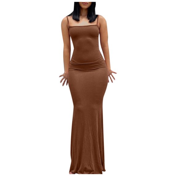 Women's Slim Fit Sleeveless Bodycon Dress Casual Waist Defined Mini Dress Elegant Comfortable Stretchy Flattering Party Outfit Womens Casual Trendy Midi Dresses