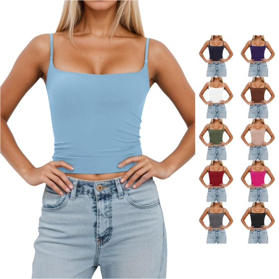 Women's Slim Fit Sleeveless Tank Top With Removable Padding Adjustable Strap Camisole For Layering And Casual Wear Women's Summer Tank Top