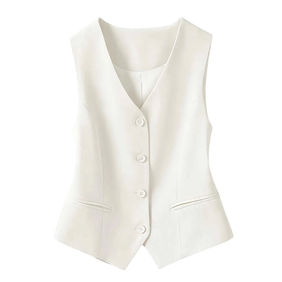 Women's Slim Fit Sleeveless Vest Cardigan with Buttons – Lightweight Layering Crop Top for Casual Wear, Office Outfits & Spring Summer – Solid Color Button-Down Vest