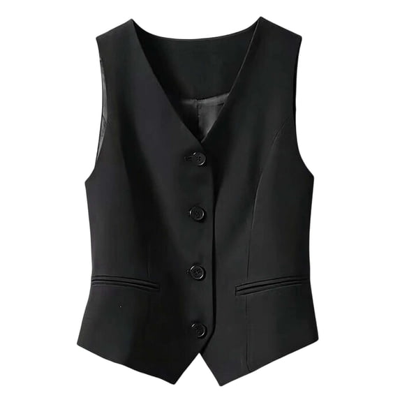Women's Slim Fit Sleeveless Vest Cardigan with Buttons – Lightweight Layering Crop Top for Casual Wear, Office Outfits & Spring Summer – Solid Color Button-Down Vest