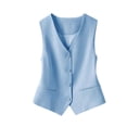 thumbnail image 1 of Women's Slim Fit Sleeveless Vest Cardigan with Buttons – Lightweight Layering Crop Top for Casual Wear, Office Outfits & Spring Summer – Solid Color Button-Down Vest, 1 of 3