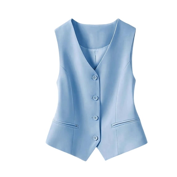 Women's Slim Fit Sleeveless Vest Cardigan with Buttons – Lightweight Layering Crop Top for Casual Wear, Office Outfits & Spring Summer – Solid Color Button-Down Vest