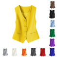 thumbnail image 1 of Women's Slim Fit Sleeveless Vest Cardigan Crop Top, Layering Knitwear Solid Color Summer Autumn Outerwear, 1 of 4