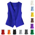 thumbnail image 1 of Women's Slim Fit Sleeveless Vest Cardigan Crop Top, Layering Knitwear Solid Color Summer Autumn Outerwear, 1 of 4