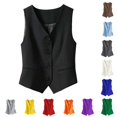 thumbnail image 1 of Women's Slim Fit Sleeveless Vest Cardigan Crop Top, Layering Knitwear Solid Color Summer Autumn Outerwear, 1 of 4