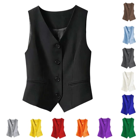 Women's Slim Fit Sleeveless Vest Cardigan Crop Top, Layering Knitwear Solid Color Summer Autumn Outerwear