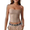 thumbnail image 1 of Women's Slim-Fit Solid Color Sleeveless Tank Top, Stretchy Camisole for Layering or Casual Summer Outfits,Khaki L, 1 of 5