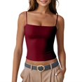 thumbnail image 1 of Women's Slim-Fit Solid Color Sleeveless Tank Top, Stretchy Camisole for Layering or Casual Summer Outfits,Wine S, 1 of 5